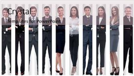  Presentation with panoramic - Cool new PPT layouts with large and successful business team backdrop and a soft green colored foreground