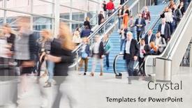  Presentation with people mall - Presentation design featuring large-anonymous-crowd-of-business background and a light gray colored foreground