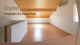  Presentation with wooden - Audience pleasing presentation theme consisting of large-attic-with-wooden-floors backdrop and a coral colored foreground