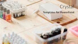  Presentation with oils - PPT theme consisting of laboratory background scientific materials - large bar of white hard background and a lemonade colored foreground