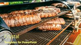  Presentation with smoked meat and cured meat - Slide set consisting of large-barbecue-smoker-grill background and a tawny brown colored foreground