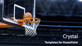  Presentation with copy space - PPT theme enhanced with large basketball arena with copy background and a wine colored foreground