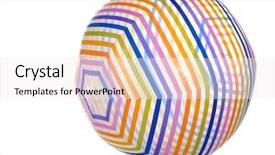  Presentation with beach ball - Beautiful theme featuring large beach-ball with colorful stripes isolated on white backdrop and a sky blue colored foreground