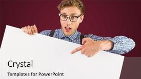  Presentation with composite - Slide deck consisting of large blank card against maroon background and a white colored foreground