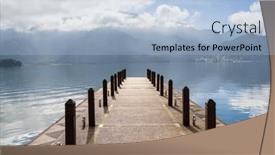  Presentation with lake - Presentation design having large-blue-lake-surrounded background and a light blue colored foreground