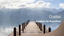  Presentation with lake - Slides having large-blue-lake-surrounded background and a seafoam green colored foreground