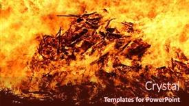  Presentation with bonfire - Amazing presentation design having large bonfire at its peak backdrop and a tawny brown colored foreground