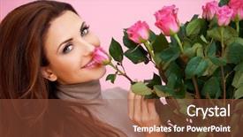  Presentation with pink flowers - PPT theme enhanced with large bouquet of flowers background and a red colored foreground