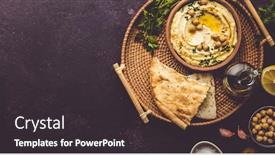  Presentation with olive oil - Cool new slide deck with large-bowl-of-homemade-hummus backdrop and a dark gray colored foreground