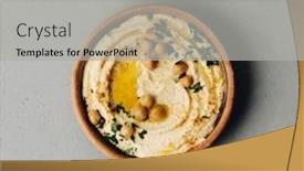  Presentation with olive oil - Slide set with large-bowl-of-homemade-hummus background and a light gray colored foreground