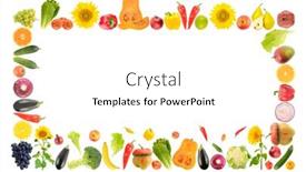  Presentation with fresh fruits vegetables - PPT theme consisting of large-bright-frame-of-fresh background and a white colored foreground