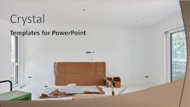  Presentation with construction materials - Presentation theme consisting of large-bright-room-after-painting background and a light gray colored foreground