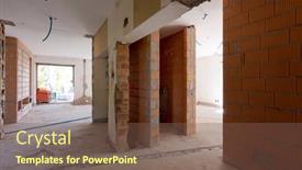  Presentation with villa - Slides featuring large-bright-room-with-windows background and a violet colored foreground