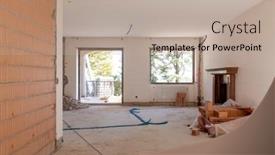  Presentation with villa - Theme consisting of large-bright-room-with-windows background and a mint green colored foreground