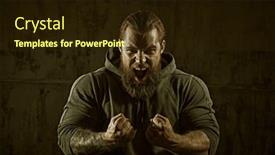  Presentation with black man - PPT layouts having large-brutal-bearded-man background and a wine colored foreground