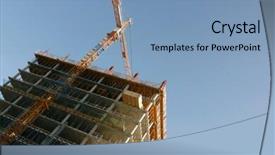  Presentation with scaffold - Presentation theme with large building under construction with scaffold background and a teal colored foreground