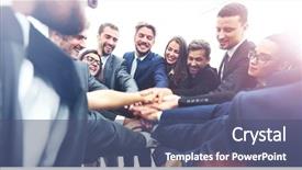  Presentation with team hands - Theme having large business team showing unity background and a ocean colored foreground