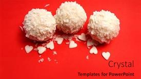  Presentation with coconut - Theme enhanced with large-candies-in-coconut-flakes background and a red colored foreground
