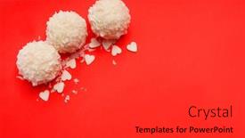  Presentation with coconut - Cool new presentation theme with large-candies-in-coconut-flakes backdrop and a dark gray colored foreground
