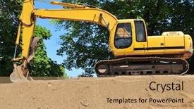  Presentation with caterpillar - Audience pleasing slide deck consisting of large caterpillar backhoe parked backdrop and a coral colored foreground