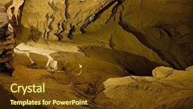  Presentation with cave - PPT theme with pillar underground mining - large cave interior photo background and a tawny brown colored foreground
