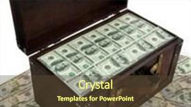  Presentation with financial crisis - Amazing PPT theme having large chest with dollar banknotes financial crisis crisis debt backdrop and a tawny brown colored foreground