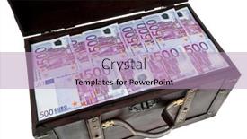  Presentation with financial crisis - Audience pleasing slides consisting of large-chest-with-euro-banknotes backdrop and a light blue colored foreground