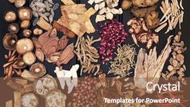 Presentation with chinese drug - PPT layouts featuring large chinese herb selection used background and a tawny brown colored foreground