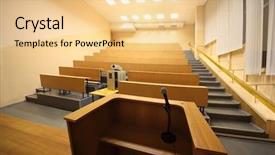  Presentation with lecture hall - PPT layouts featuring large classroom university lecture hall background and a blonde colored foreground