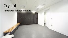  Presentation with locker room - Presentation theme having large clean locker room gray background and a light gray colored foreground