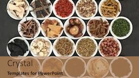  Presentation with chinese medicine - Slide set enhanced with large-collection-of-chinese-herbs background and a coral colored foreground