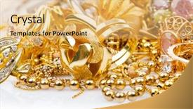  Presentation with gold - Cool new PPT theme with large collection of gold jewellery backdrop and a yellow colored foreground