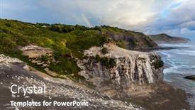  Presentation with beach rocks - Colorful PPT theme enhanced with large-colony-of-australian-olushas backdrop and a tawny brown colored foreground