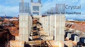  Presentation with bridges - Slide deck having large-construction-bridges-buildings-industry background and a light blue colored foreground