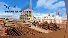  Presentation with bridges - Amazing slide set having large-construction-bridges-buildings-industry backdrop and a teal colored foreground