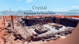  Presentation with bridges - PPT theme having large-construction-bridges-buildings-industry background and a light blue colored foreground