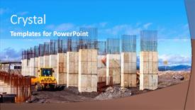  Presentation with bridges - Presentation having large-construction-bridges-buildings-industry background and a teal colored foreground