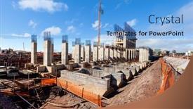  Presentation with bridges - Audience pleasing presentation theme consisting of large-construction-bridges-buildings-industry backdrop and a teal colored foreground