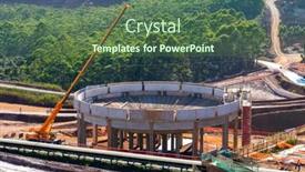  Presentation with bridges - PPT theme with large-construction-bridges-buildings-industry background and a ocean colored foreground