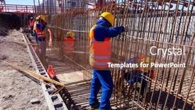  Presentation with foundation - Cool new presentation design with large-construction-bridges-buildings-industry backdrop and a tawny brown colored foreground