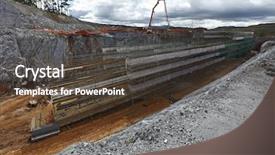  Presentation with foundation engineering construction - Audience pleasing slide set consisting of construction receiving concrete for foundation backdrop and a tawny brown colored foreground