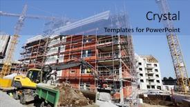  Presentation with construction cranes - Colorful PPT layouts enhanced with large construction site with cranes backdrop and a light blue colored foreground