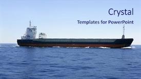  Presentation with cargo ship - Amazing slides having large container ship - cargo boat in a blues backdrop and a sky blue colored foreground