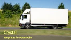  Presentation with speed - PPT theme consisting of large container ship - white truck speed background and a tawny brown colored foreground