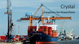  Presentation with docks - Slides featuring large container ship fully loaded background and a light blue colored foreground