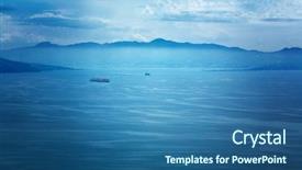  Presentation with container ship - Amazing PPT theme having large container ship backdrop and a ocean colored foreground