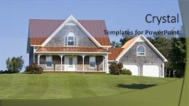  Presentation with house roof and roofing business - Amazing PPT theme having environmental pollution lifeless poisoned soil backdrop and a  colored foreground.