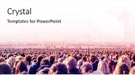  Presentation with blur - Cool new presentation theme with large crowd of unrecognizable people backdrop and a white colored foreground