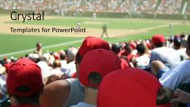  Presentation with crowd - Amazing PPT theme having large crowd watching a baseball backdrop and a  colored foreground