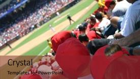  Presentation with mlb baseball game ball - Colorful theme enhanced with large crowd watching a baseball backdrop and a  colored foreground